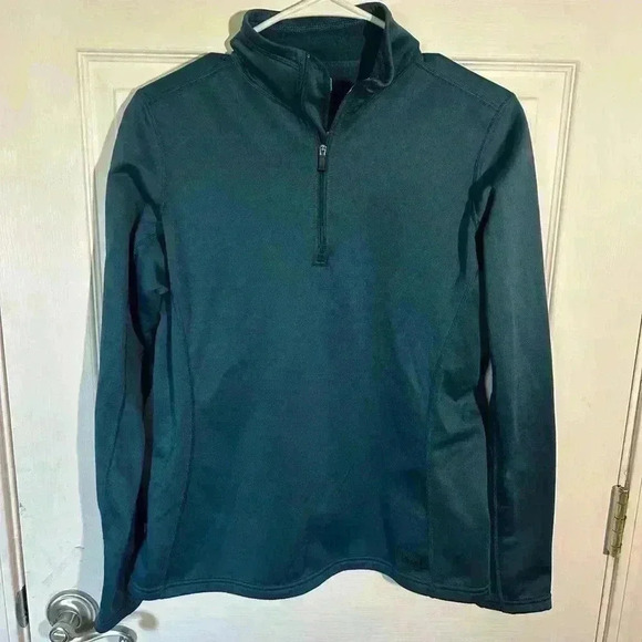 REI Teal Thermal Long Sleeve Workout Top size Medium Polartec. 1/4 zip. - Picture 1 of 11
